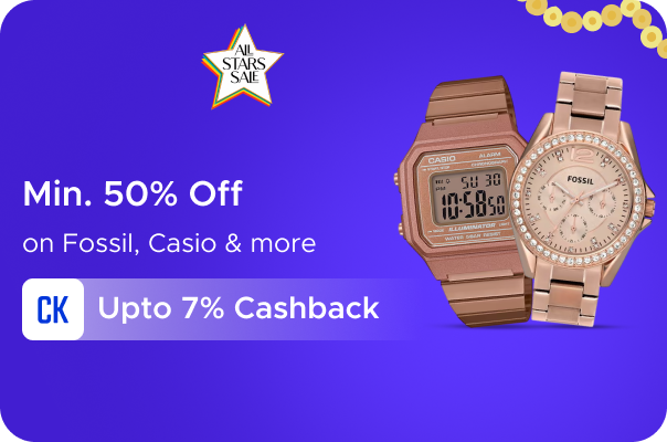 Min 50% Off on Fossil, Casio & more + Upto 7% Cashback
